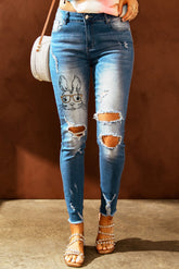 Jeans mit ausgefranstem Saum und Used-Look im Easter-Stil
