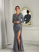 Robe sirène fendue à paillettes Ella