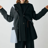 Blazer hybride déconstruit à taille avec cordon de serrage et détails asymétriques - Noir