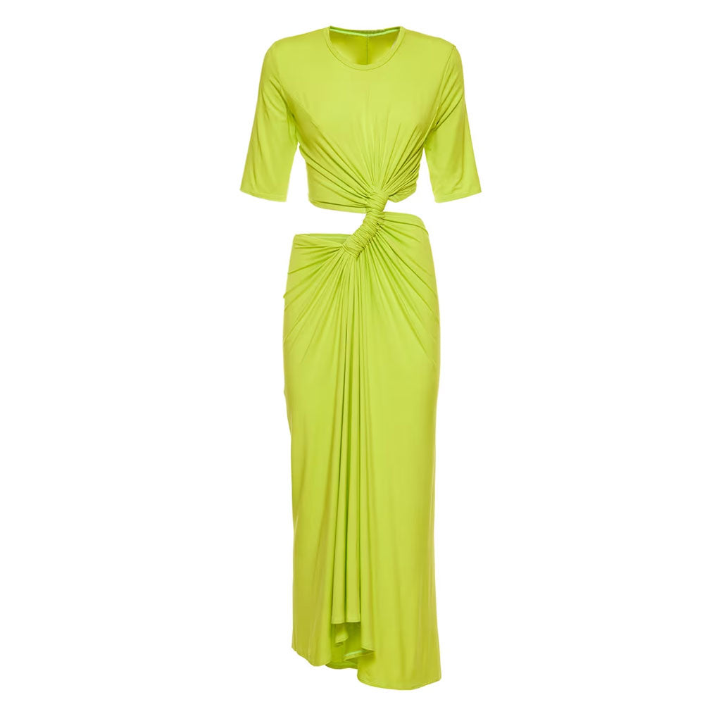 Asymmetric Cutout Ruched Twisted Front Round Neck Short Sleeve Midi Dr Luis Shop Asymmetric Cutout Ruched Twisted Front Round Neck Short Sleeve Midi Dr Luis Shop
