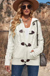 Cardigan à capuche en tricot torsadé doublé en polaire