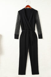 Jumpsuit mit Netzärmeln und Gürtel