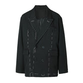 Blazer oversize décontracté à col à revers et coutures apparentes