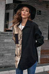 Two-Tone Spliced Button Down Pocket Shirt