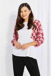 Petal Dew Begin Again Full Size Printed Sleeve Top