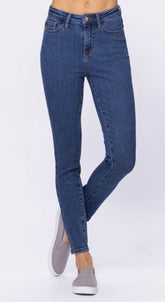 Skinny-Jeans mit hoher Taille und Stonewash-Waschung