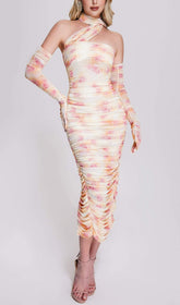 Robe mi-longue en maille froncée Sharla