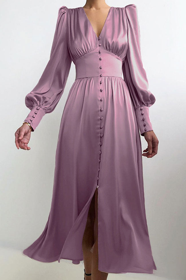 silky purple dress Chic Dark Purple Dress - Satin Maxi Dress - Mermaid Maxi Dress