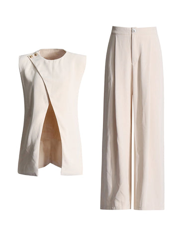 Unregelmäßiges ärmelloses zweiteiliges Set mit hoher Taille