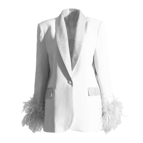 Feather Shawl Collar Blazers