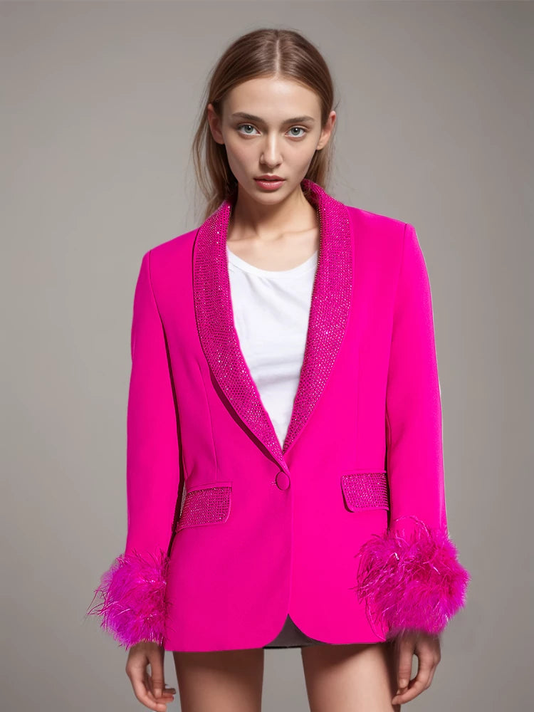 Feather Shawl Collar Blazers