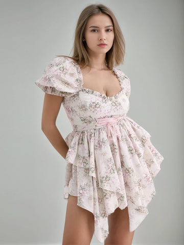 Cotton Tie Scattered fairy Mini Dresses