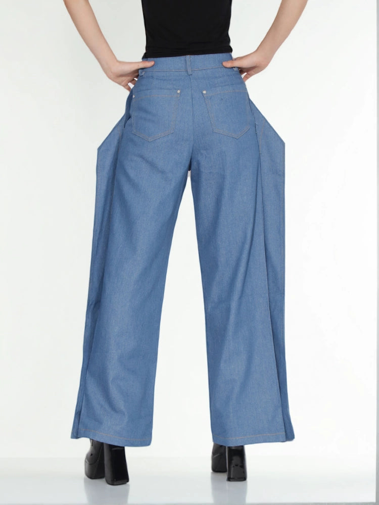 Design Retro Irregular Wide Leg Jeans