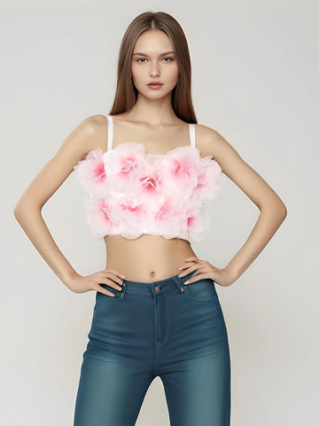 Gilet court à fleurs teintées Halo