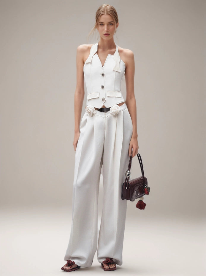 Ärmelloses Weste-Set mit hoher Taille und zweiteiligem Set