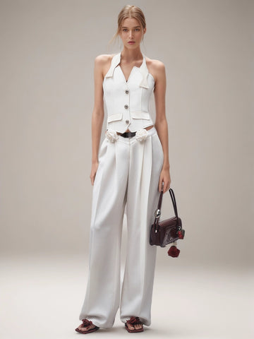 Ärmelloses Weste-Set mit hoher Taille und zweiteiligem Set