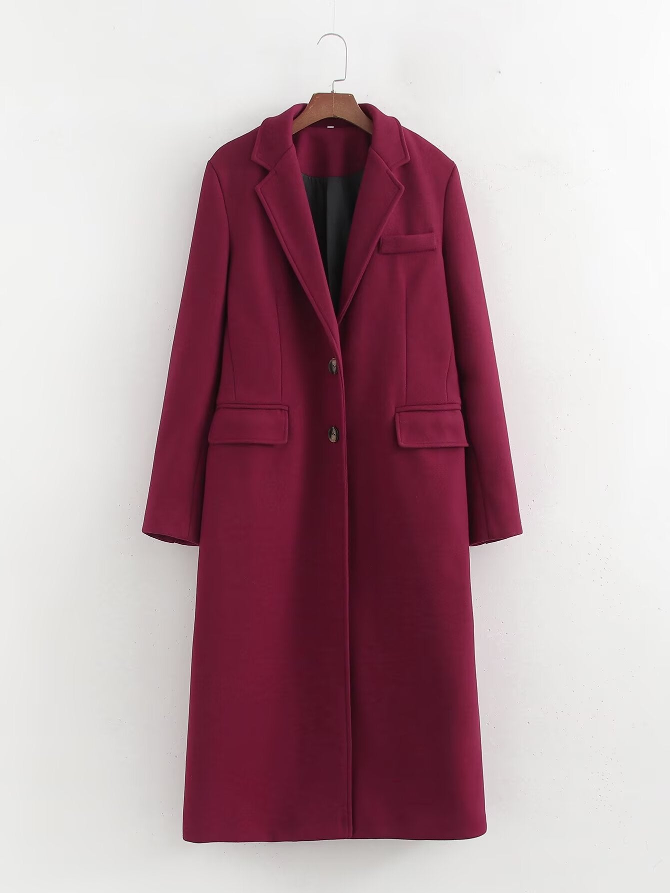 Roter Wollmantel Hepburn Korean High Grade Slimming Long Baggy Coat