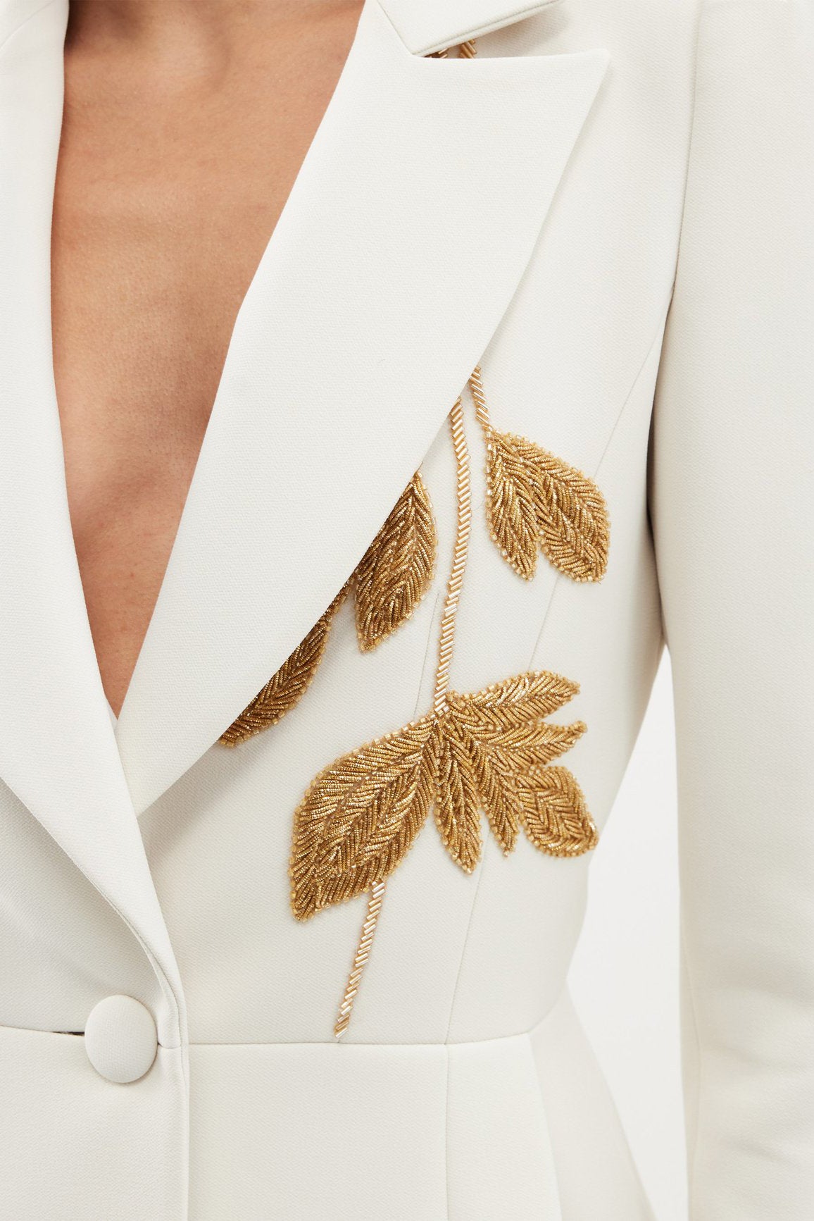 Embroidered Single-Breasted Ruffled Suit