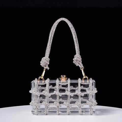 Alec Transparent Storage Box Handcraft Braiding Rope Small Square Bag Underarm Handbags