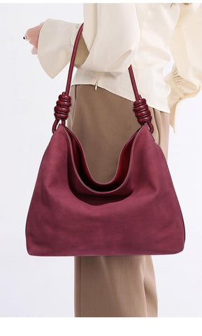 Sac fourre-tout en daim rouge rétro à bandoulière léger et luxueux givré pour le bureau 