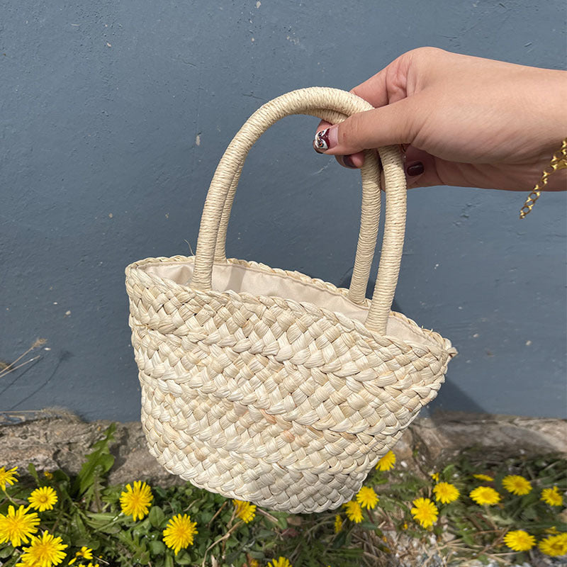 Sac de paille frais portable mignon petit embrayage coréen petit panier 