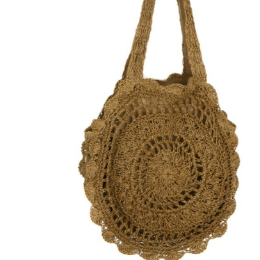 Sac à bandoulière floral rond grande capacité sac en paille découpé sac en paille sac de plage de vacances 