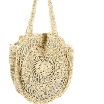 Sac à bandoulière floral rond grande capacité sac en paille découpé sac en paille sac de plage de vacances 