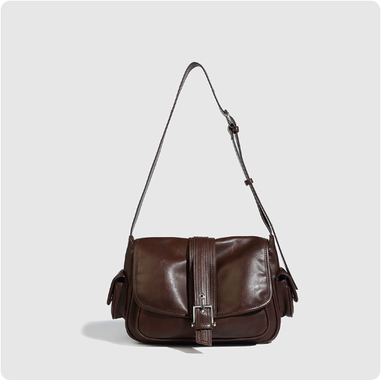 Sac messager à bandoulière à rabat de luxe léger de couleur unie de niche Baguette 