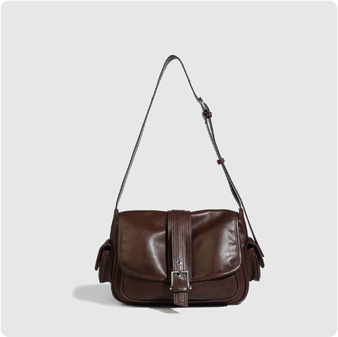 Sac messager à bandoulière à rabat de luxe léger de couleur unie de niche Baguette 