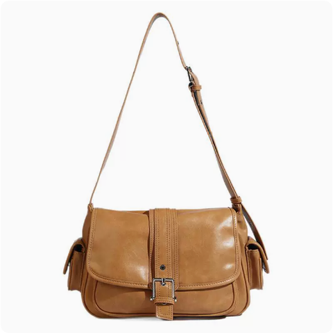 Sac messager à bandoulière à rabat de luxe léger de couleur unie de niche Baguette 