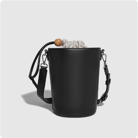 Sac seau en cuir souple avec cordon de serrage Sac de bureau cylindrique en cuir souple Sac messager à bandoulière texturé rétro 