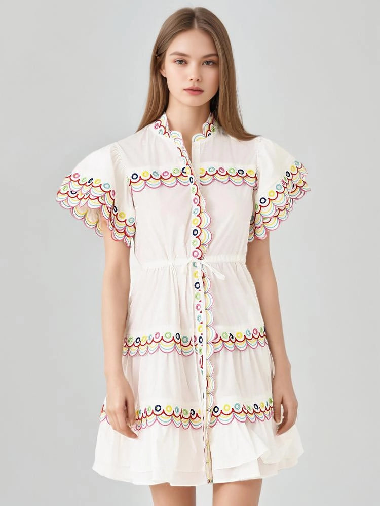 Drawstring Short Sleeve Shirt Dress