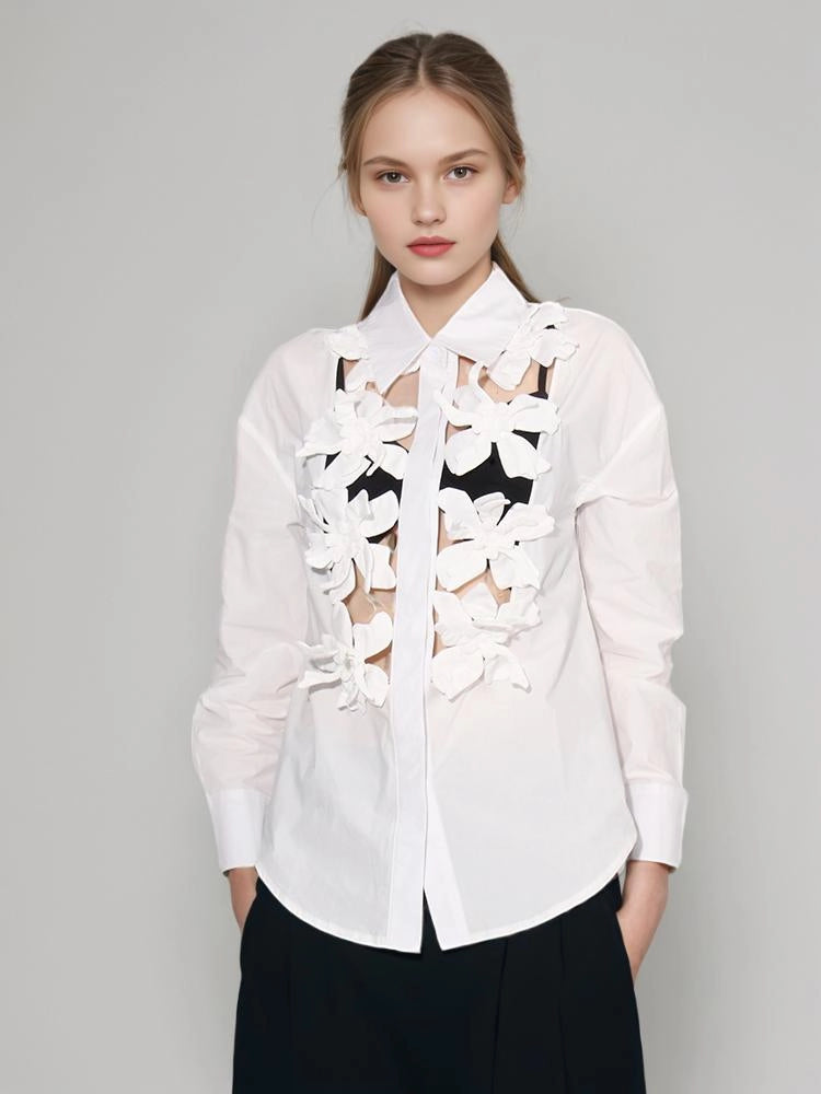 Hollow Out Flower Shirt Top