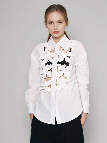 Hollow Out Flower Shirt Top