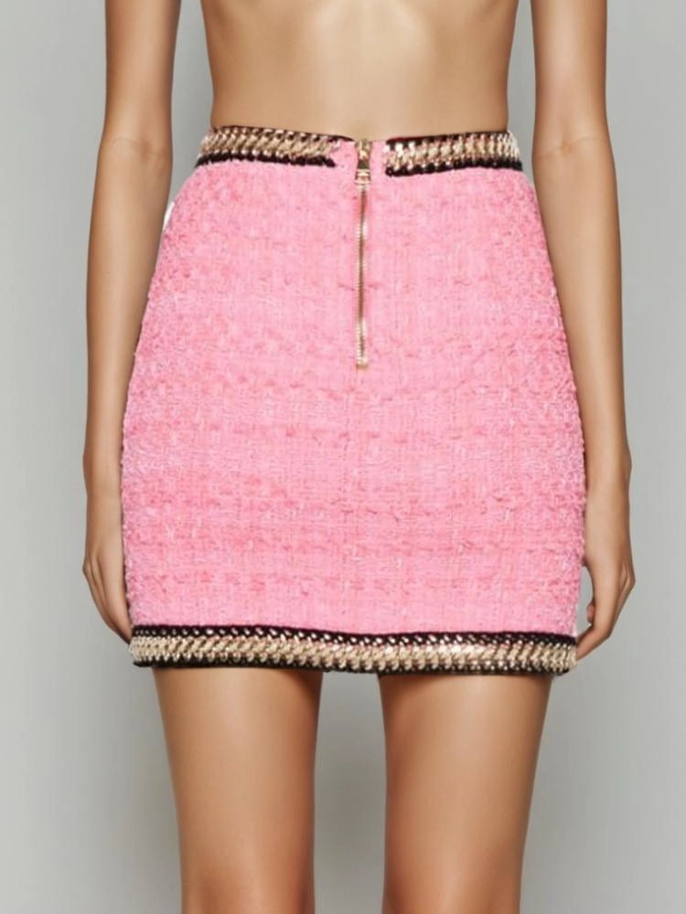 Chain Tweed Mini Skirt