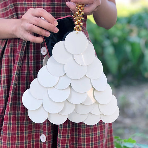 Sac en imitation coquillage, petit sac en écailles de poisson féerique, sac à disque magnétique, sac à perles fait main 