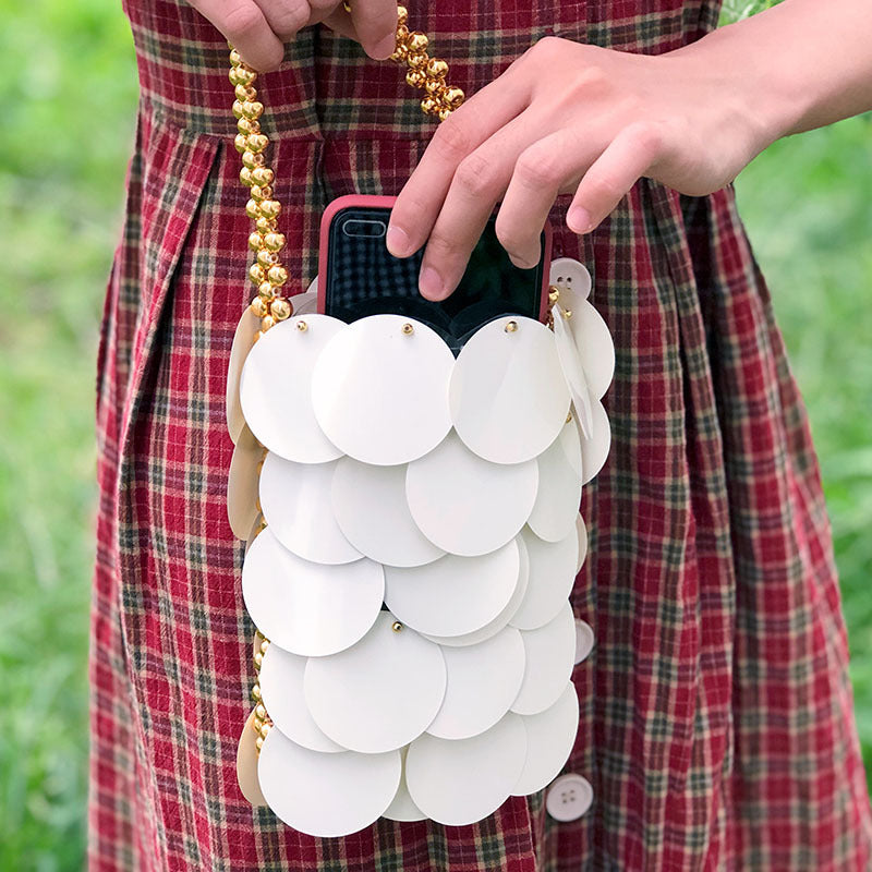 Sac en imitation coquillage, petit sac en écailles de poisson féerique, sac à disque magnétique, sac à perles fait main 