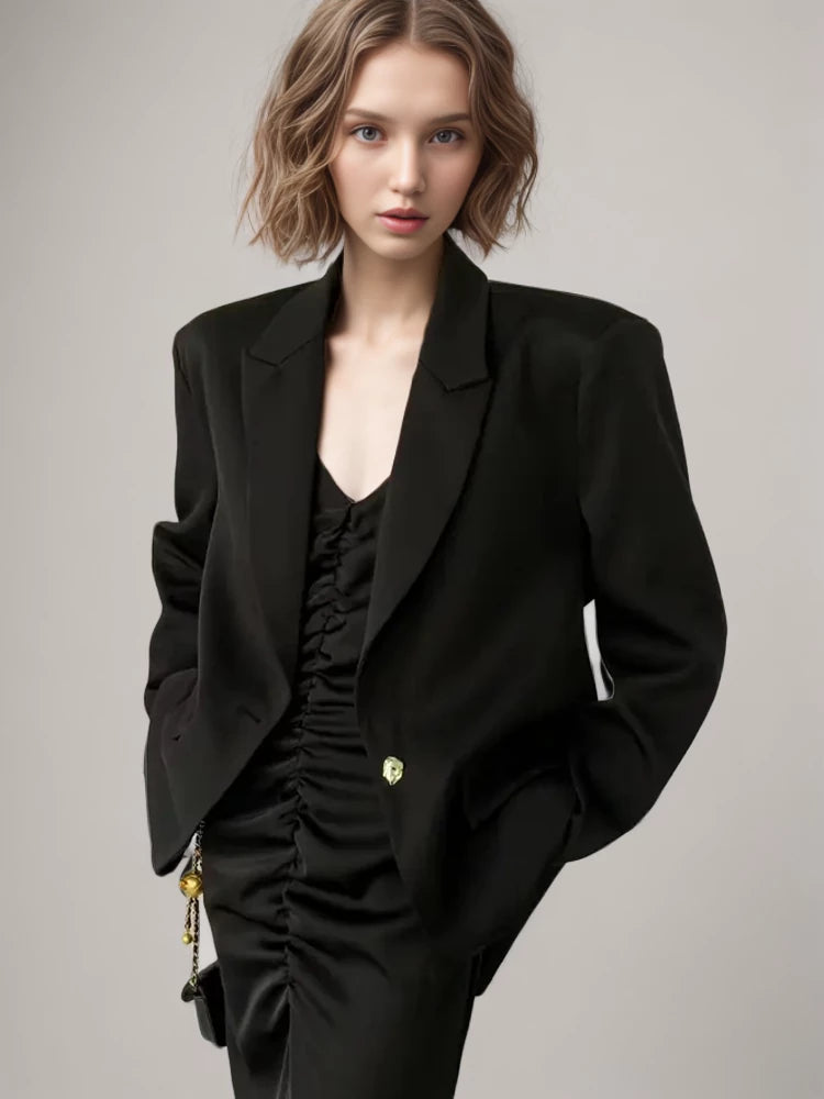 Black Backless Split Blazer