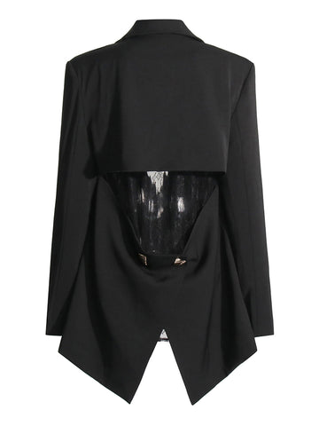 Black Backless Split Blazer