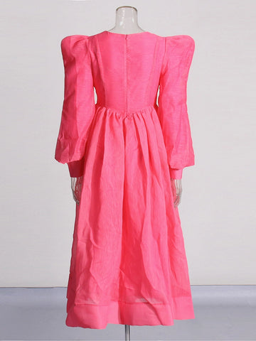 Pink Latern Sleeve Maxi Dresses