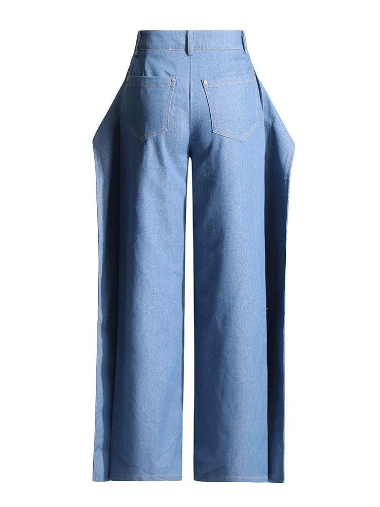 Design Retro Irregular Wide Leg Jeans