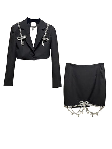 Diamonds Sexy Blazer And Skirt Two Piece Set