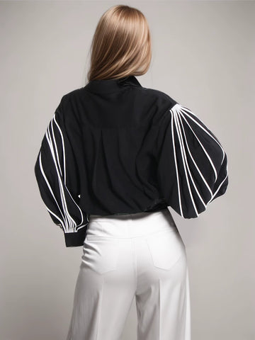 Straight Patchwork Striped Shirt