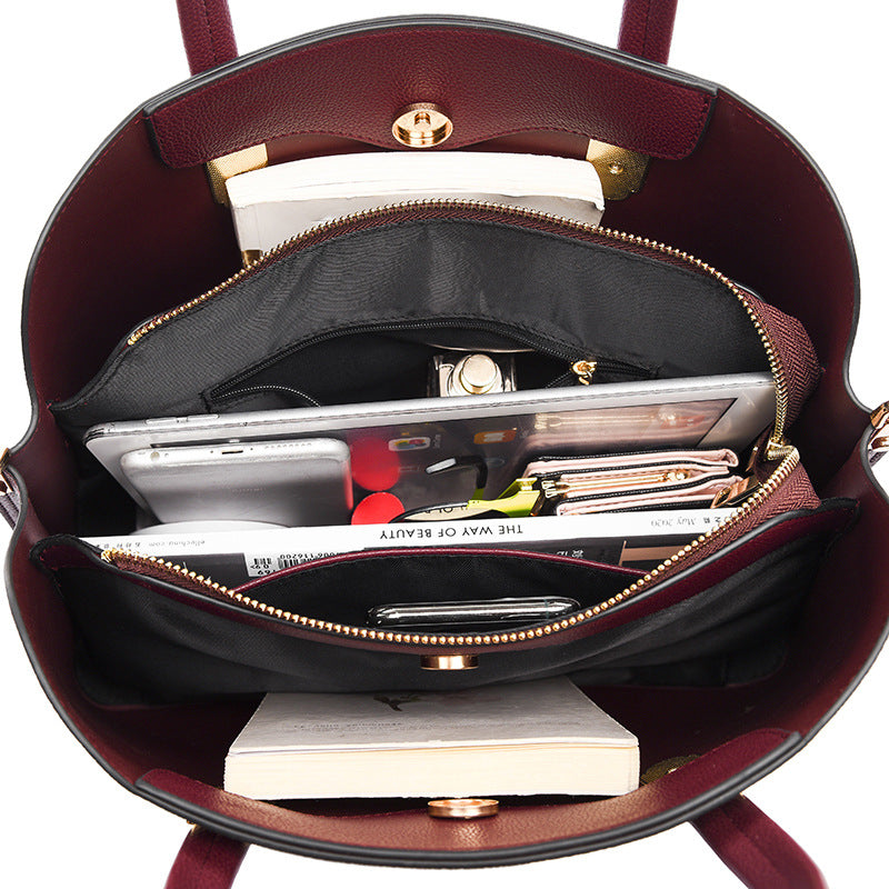 Sacs à main Sac à bandoulière de grande capacité Sac à main élégant en cuir souple pour mère Sac à bandoulière de bureau 