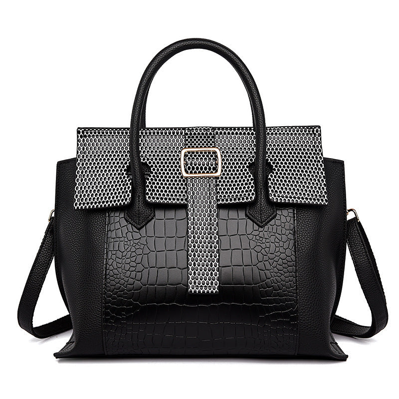 Sac à main simple fourre-tout grande capacité motif crocodile pour femme 