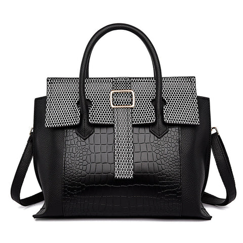 Sac à main simple fourre-tout grande capacité motif crocodile pour femme 