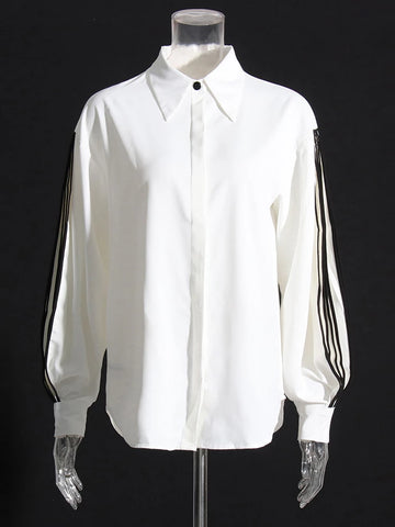 Straight Patchwork Striped Shirt