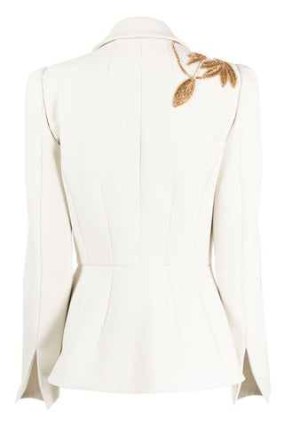 Embroidered Single-Breasted Ruffled Suit