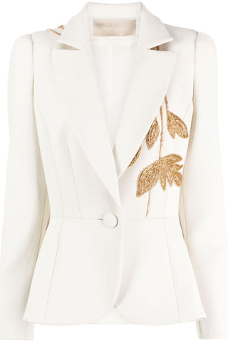 Embroidered Single-Breasted Ruffled Suit