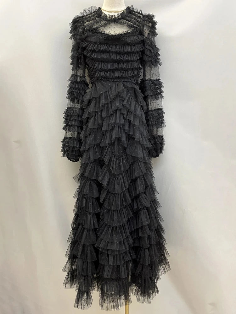 Robe longue plissée en maille